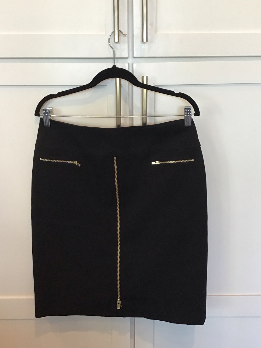 Dana Buchman Black Pencil Skirt with Gold Zipper Details